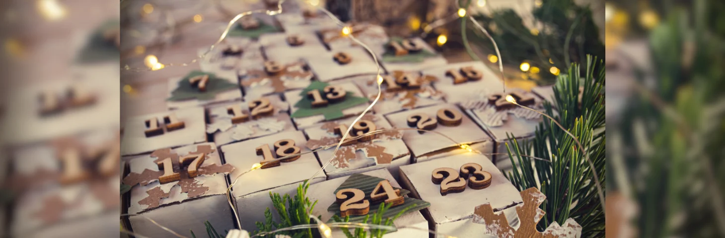 A 24-box advent calendar in the shape of a Christmas Tree.