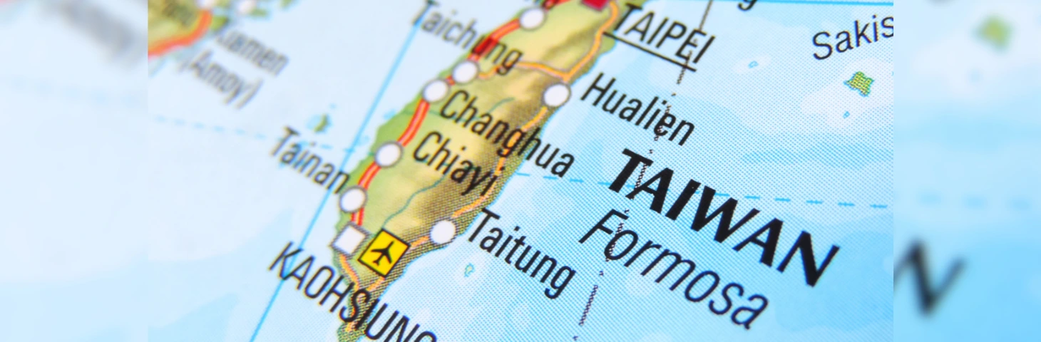 Image of Taiwan on a map